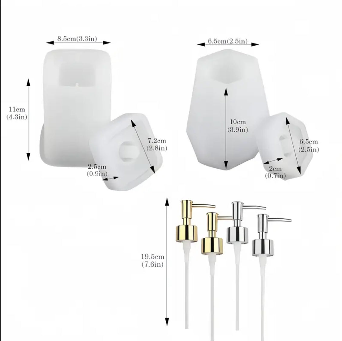 2pcs Bottle Resin Mold with Pump Kit