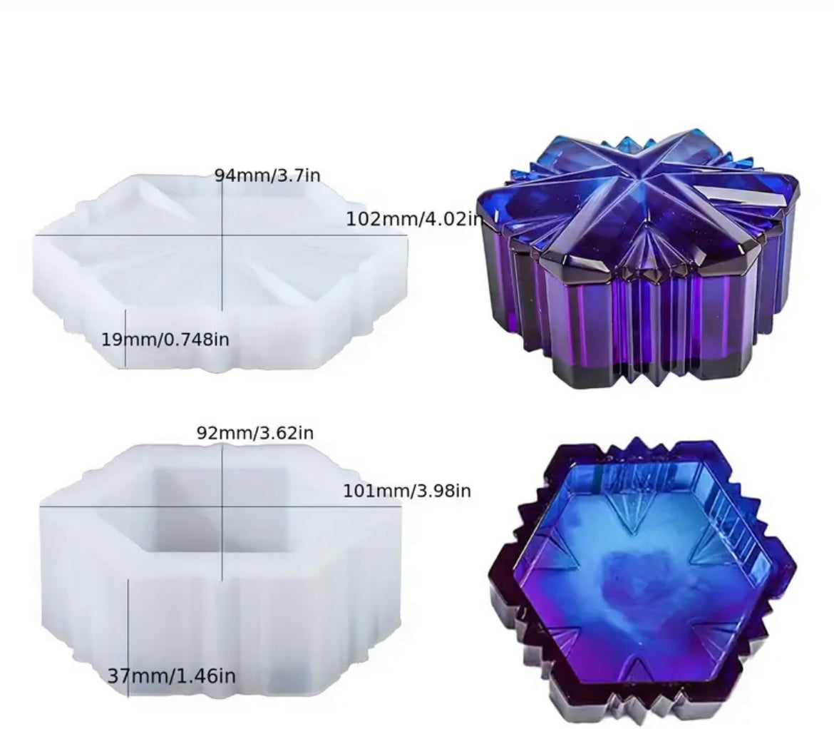 Six-Pointed Star Stackable Jewelry Box Resin Mold – 2-Piece Silicone Set