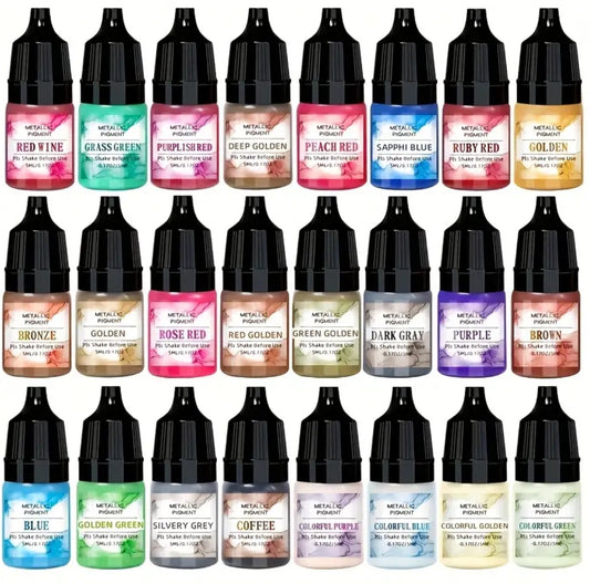 24-Color Metallic Pigment Set for Resin (5ml each)