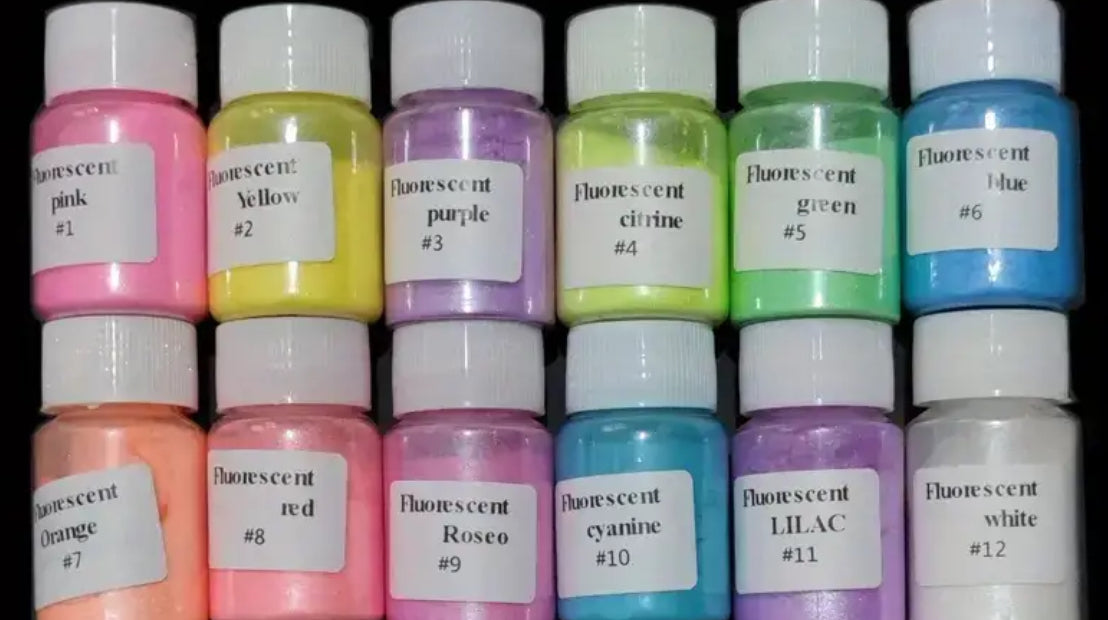12-pack Fluorescent Mica Powder Set (20ml each)