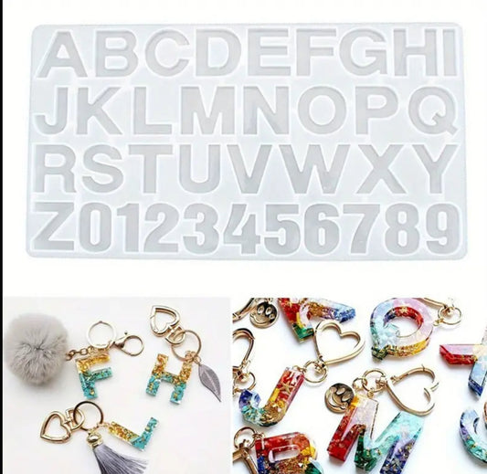 1PC Resin Glue Silicone Mold for English Numbers and Letters Pendant Casting