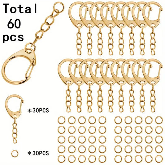 60pcs Zinc Alloy Keychain Set: